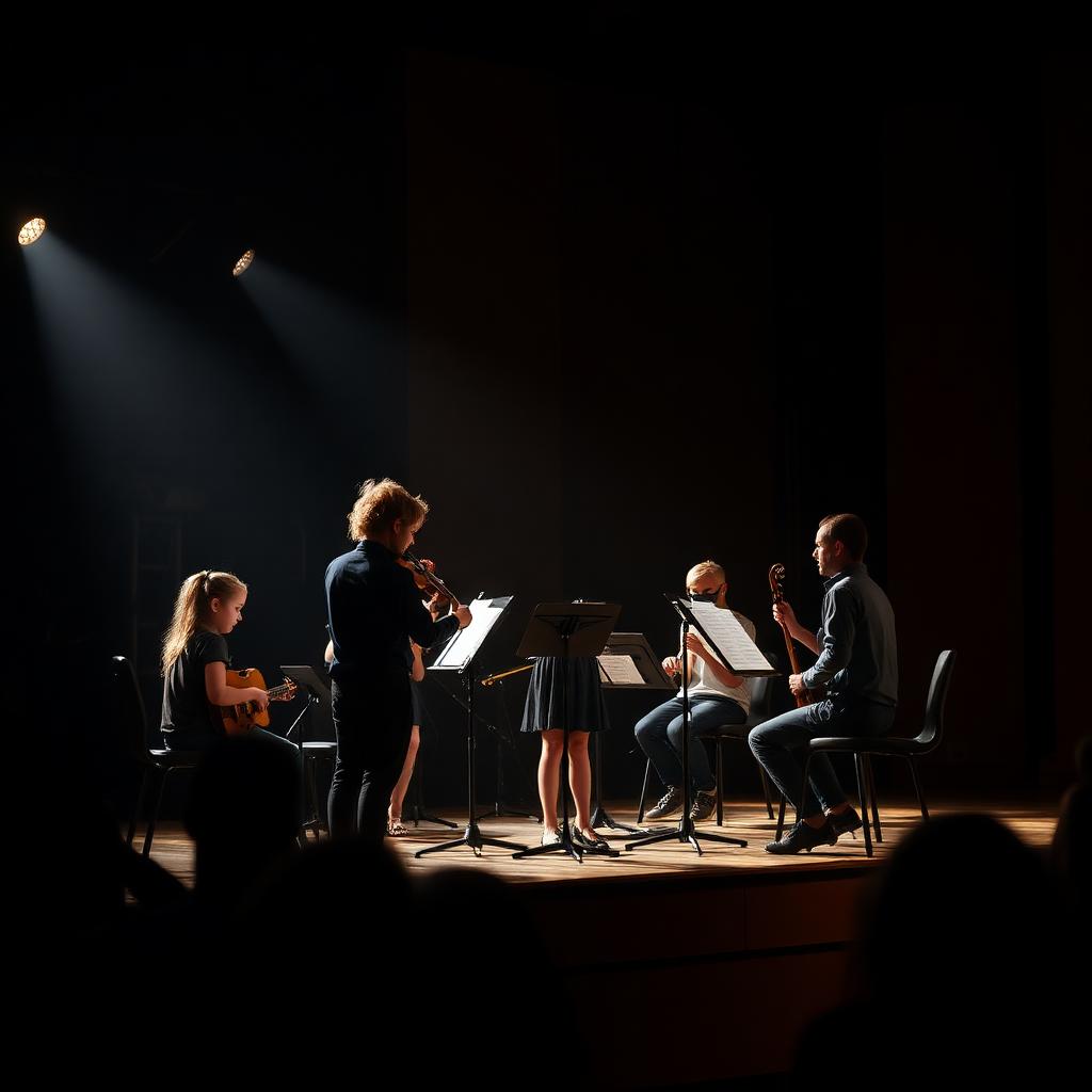 Student ensemble performing on stage
